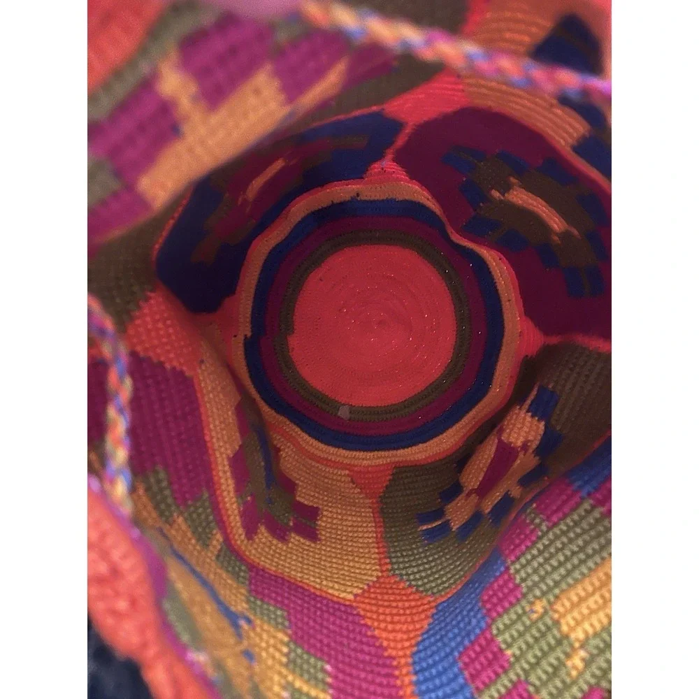 New 100% Wayuu Colombian Mochila Bucket Bag Handmade Multicolor